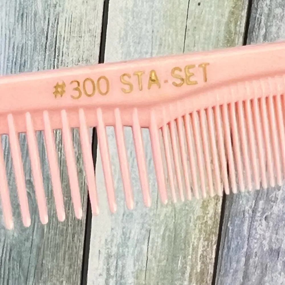 Rexall Nylon Vintage Hair Combs Set of 9 1950s Unbreakable Barber Salon Pink